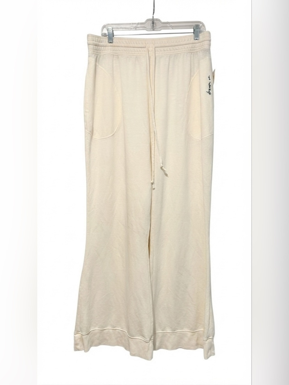 Free People Intimately Ivory Solid Drawstring Sweatpants XL Pockets Logo